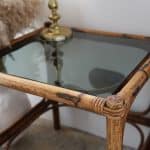 table bambou vintage, verre fumé aglaé n01-2