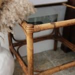 table bambou vintage, verre fumé aglaé n°01-4