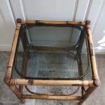 table bambou vintage, verre fumé aglaé n01-8