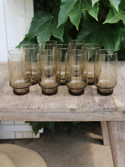 lot 9 verres fumés à eau, vincent