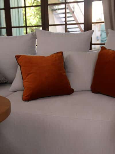 coussin velours orange dedard
