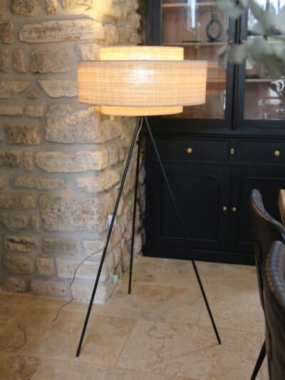 lampadaire tripode raphia, léo n°02