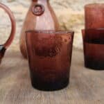 service à orangeade vintage, verre bullé, biot