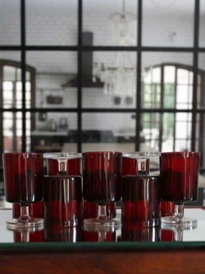 10 verres à eau rouge vintage, luminarc