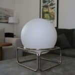 lampe globe opaline chrome, lucie n°09