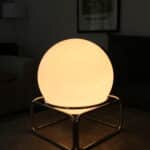 lampe globe opaline chrome, lucie n°09