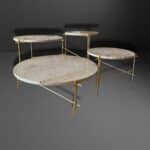 ensemble tables travertin, angelo n°01