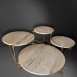 ensemble tables travertin, angelo n°01