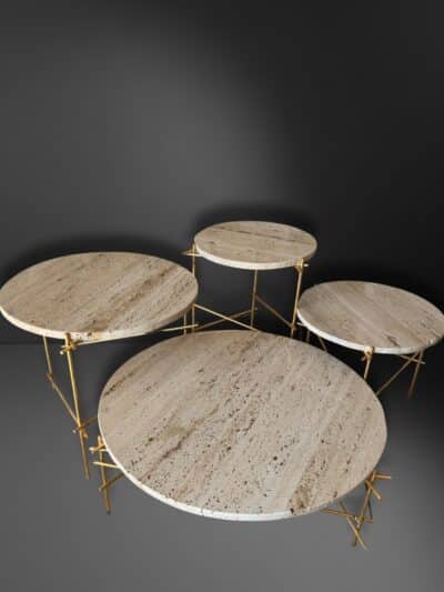 ensemble tables travertin, angelo n°01