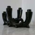 paire bougeoirs art déco céramique noire, barnabé n°02