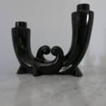 paire bougeoirs art déco céramique noire, barnabé n°02