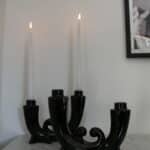 paire bougeoirs art déco céramique noire, barnabé n°02