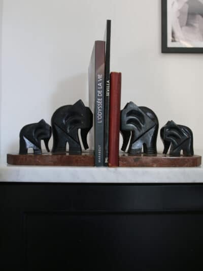 serre livres art déco, bois et marbre, armand