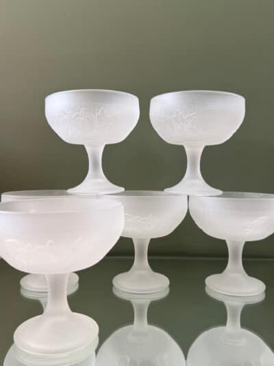 lot 6 coupes à dessert en verre givré, luminarc
