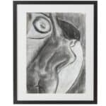 dessin au fusain, femme nue, signé