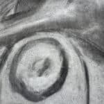 dessin au fusain, femme nue, signé