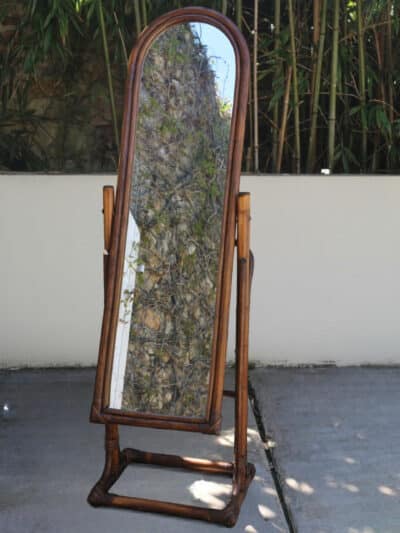 miroir psyché rotin, style riviera bohème, années 60 70, miranda