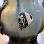 vase ou vide poche grès émaillé flammé, roger guérin, déb.xxème