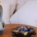 vase ou vide poche grès émaillé flammé, roger guérin, déb.xxème